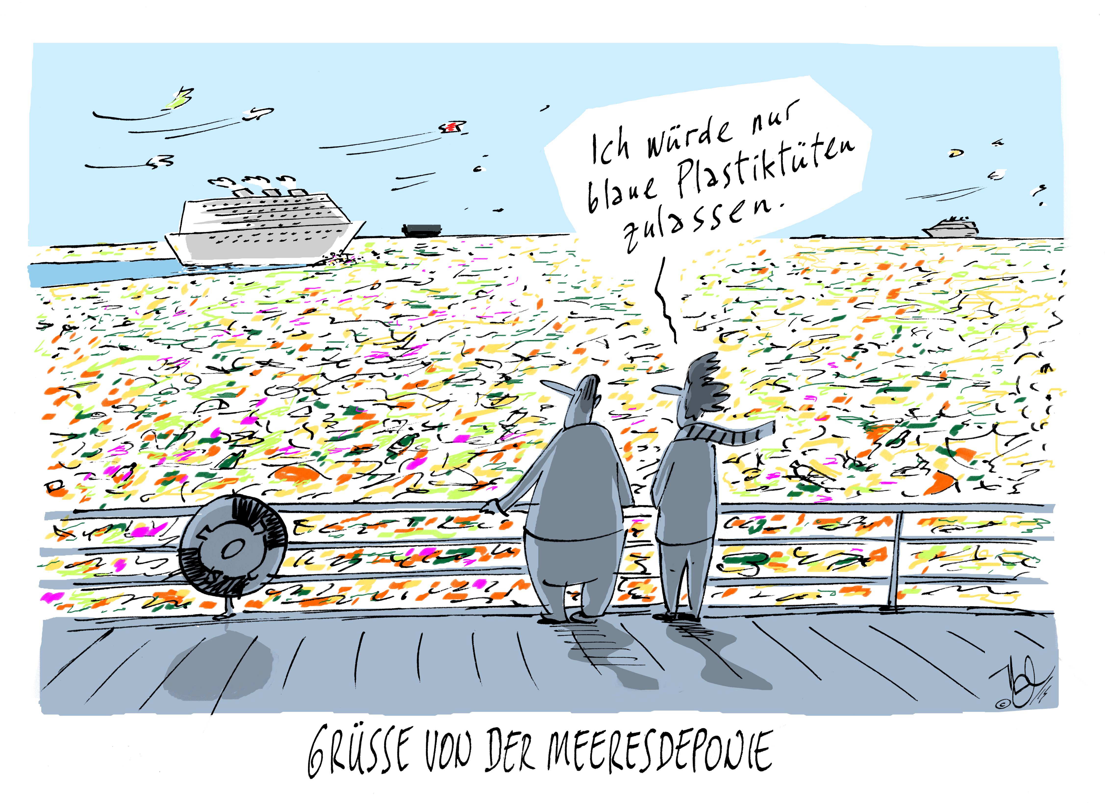 Karrikatur der Ausstellung "Glänzende Aussichten" © MISERIOR